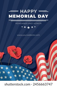 Flat vertical poster template for usa memorial day celebration