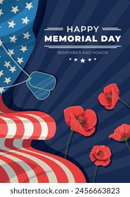 Flat vertical poster template for usa memorial day celebration