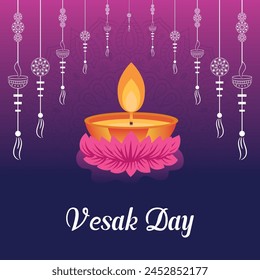 Flat vertical poster template for vesak day illustration festival celebration social media post and vesak day Banner