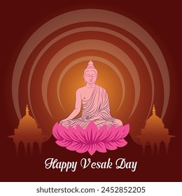 Flat vertical poster template for vesak day illustration festival celebration social media post and vesak day Banner
