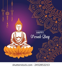 Flat vertical poster template for vesak day illustration festival celebration social media post and vesak day Banner
