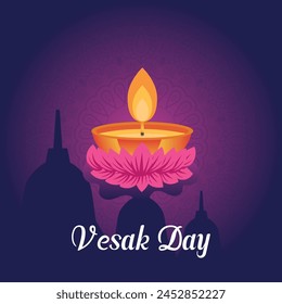 Plantilla de póster de Vertical plana para la celebración del festival de ilustración del día de vesak publicación en redes sociales y Anuncio del día de vesak