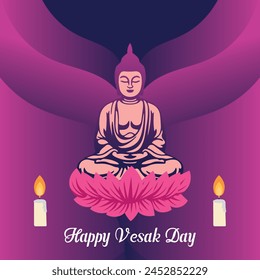 Flat vertical poster template for vesak day illustration festival celebration social media post and vesak day Banner