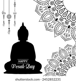 Flache vertikale Poster Vorlage für vesak Tag Illustration Festival Feier Social Media Post und vesak Tag Banner
