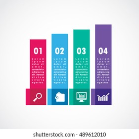 Flat vertical ribbon square of infographics elements business layout chart.