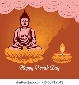 Flat vesak day illustration festival celebration and vesak day Banner