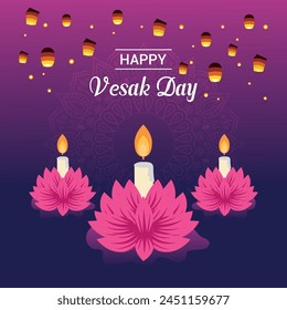 Flat vesak day illustration festival celebration social media post and vesak day Banner