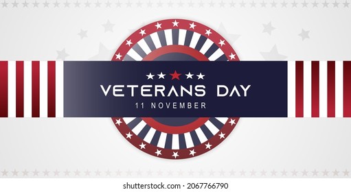 flat veteran day with american flag with copy space