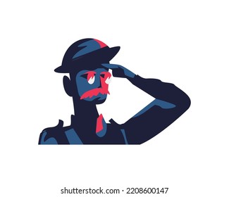flat veteran soldier over white