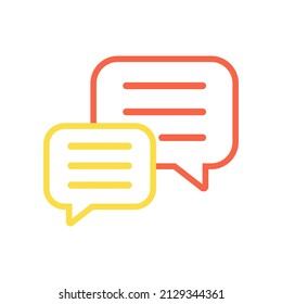 Flat vetor illustration of chat bubble in outlined style. Suitable for design element of social media interaction, group discussion, and public dialogue.