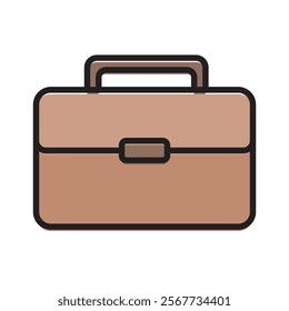 Flat vibrant briefcase design illustration, representing school, stationery, and professionalism. Perfect for educational or office-themed designs.