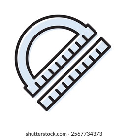 Flat and vibrant protractor design illustration, ideal for school and stationery concepts. Suitable for educational materials and geometry-related visuals.