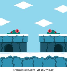 Video Fondo plano de los juegos. Una escena de la naturaleza de la Plantilla del juego. Plantilla de fondo de juego de plataforma