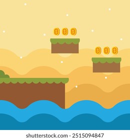 Flat video games background. A game template nature scene. Platform game background template