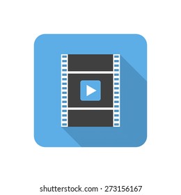 Flat video icon with long shadow. Vector illustration
