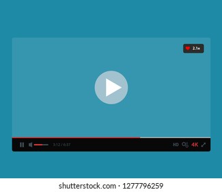 Flat Video Player interface. Mockup for web and mobile apps. video frame