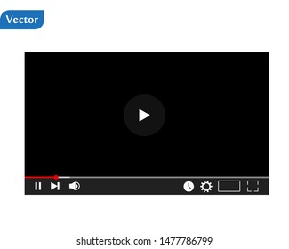 Flat video player interface for web and mobile apps. Vector illustration, EPS10.