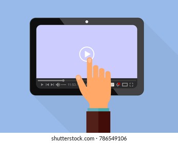 Flat video player interface for web and mobile apps. Vector illustration, EPS10.