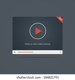 Flat video player template with label. Vector illustration in EPS10