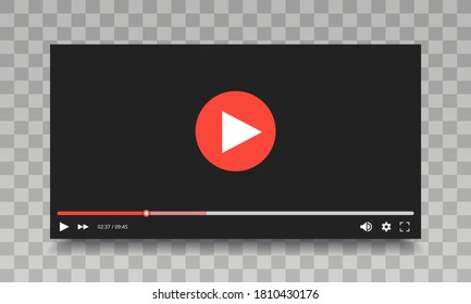 Flat video player template for web and mobile apps on transparent background. Vector illustration.