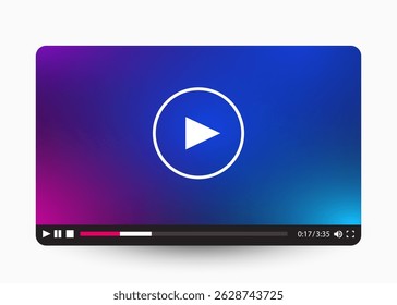 Modelo de player de vídeo plano para aplicativos móveis e da Web. Ilustração vetorial