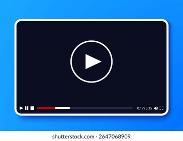 Flat video player template for web and mobile apps. Vector illustration