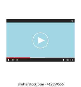 Flat video player template for web and mobile apps.  Internet player vector illustration. 