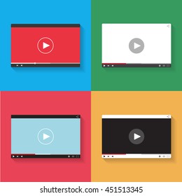 Flat video player template for web and mobile apps. Various kinds of video players of different colors