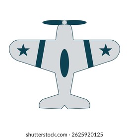 Flat Vintage Airplane Icon – Retro Propeller Plane Illustration