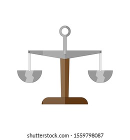 Flat vintage balance scales icon