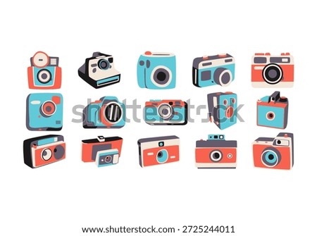 Flat Vintage Camera Colection Icon