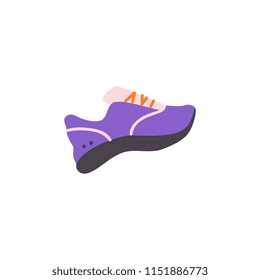 Flat vintage sneakers icon. Hand drawn sport clothing, 80s 90s retro footwear, hipster shoe for active lifestyle. Vector isolated illustration.