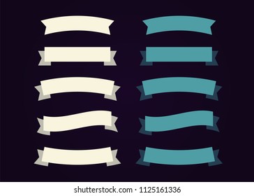 Flat vintage vector ribbons banners flat. Banner vintage ribbon vector set