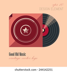 Flat vintage vinyl record vector illustration