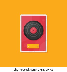 Flat vinyl disk icon isolated on color background