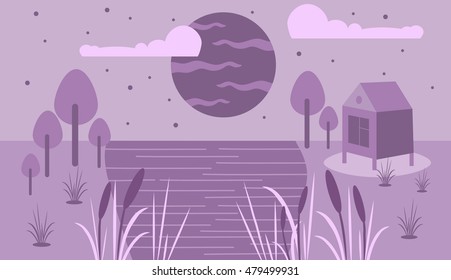 Flat violet landskape