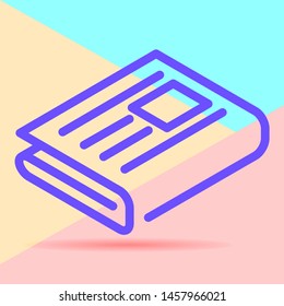 flat violet newspaper vector icon  on colorful pink and blue background
