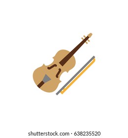 Flat Violin Element. Vector Illustration Of Flat Fiddle Isolated On Clean Background. Can Be Used As Violin, Fiddle And Orchestra Symbols.