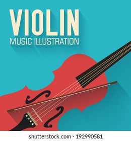 flat violin guitar vector background concept