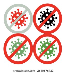 Flat virus and disinfectant icon set