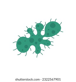 Flat Virus, germ and bacteria, microorganism type and super bug illustration.