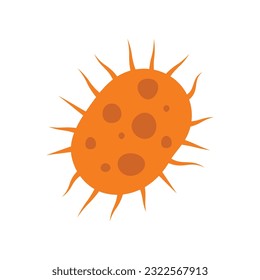 Flat Virus, germ and bacteria, microorganism type and super bug illustration.