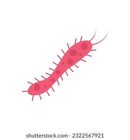 Flat Virus, germ and bacteria, microorganism type and super bug illustration.