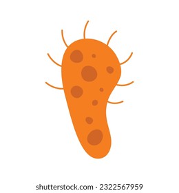 Flat Virus, germ and bacteria, microorganism type and super bug illustration.
