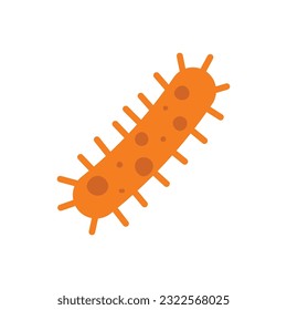Flat Virus, germ and bacteria, microorganism type and super bug illustration.