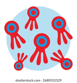 Ícone de estrutura de vírus plana Microbiologia e ilustração de vetor de ciência