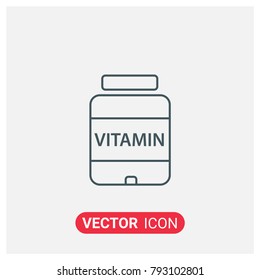 Flat Vitamin Container Vector Icon