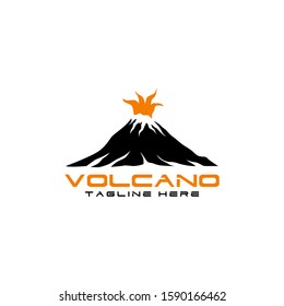 Flat Volcano Mountain Logo Design Vector Stock Image