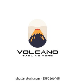 Flat Volcano Mountain Logo Design Vector Stock Image