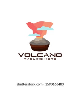 Flat Volcano Mountain Logo Design Vector Stock Image